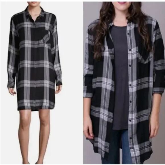 RAILS WOMEN'S PLAID FLANNEL BUTTON DOWN DRESS  OUTDOOR CHIC / BOHO - Picture 1 of 11